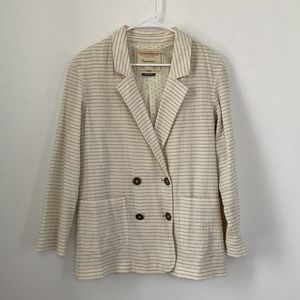 Anthropology Cartonnier Striped Oversized Blazer in Off White.